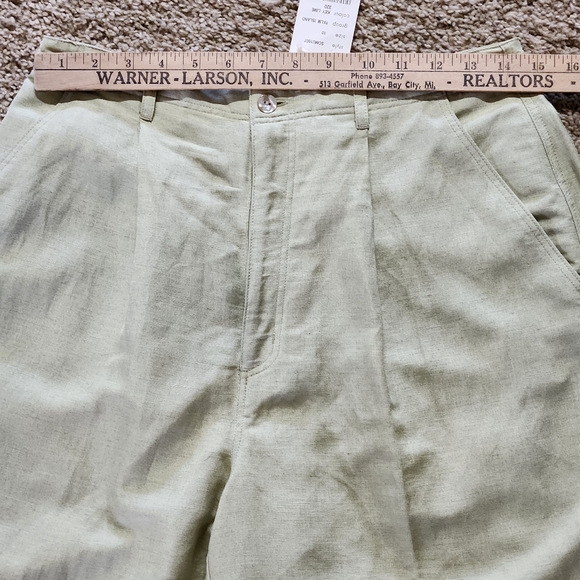 NWT VTG Sigrid Olsen Linen Blend Shorts Size 10 Color Key Lime - Picture 3 of 13